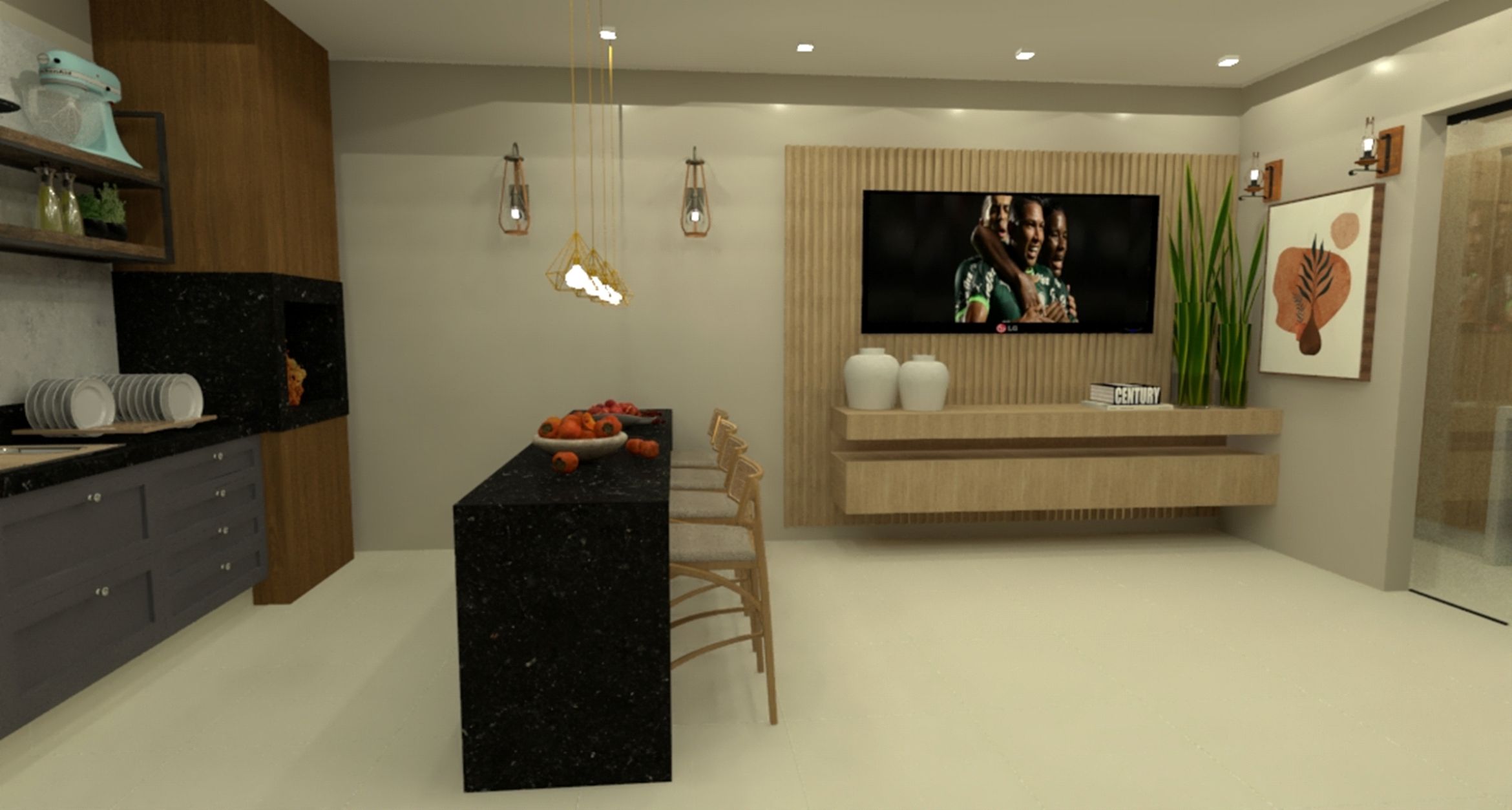 Projeto de área gourmet integrada com churrasqueira por Bruno Arquiteto